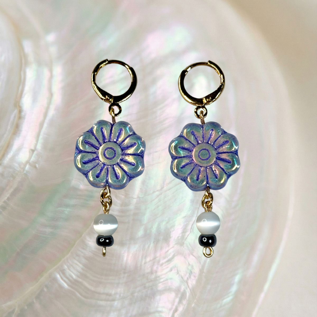 flower huggie earrings