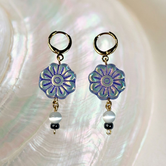 flower huggie earrings