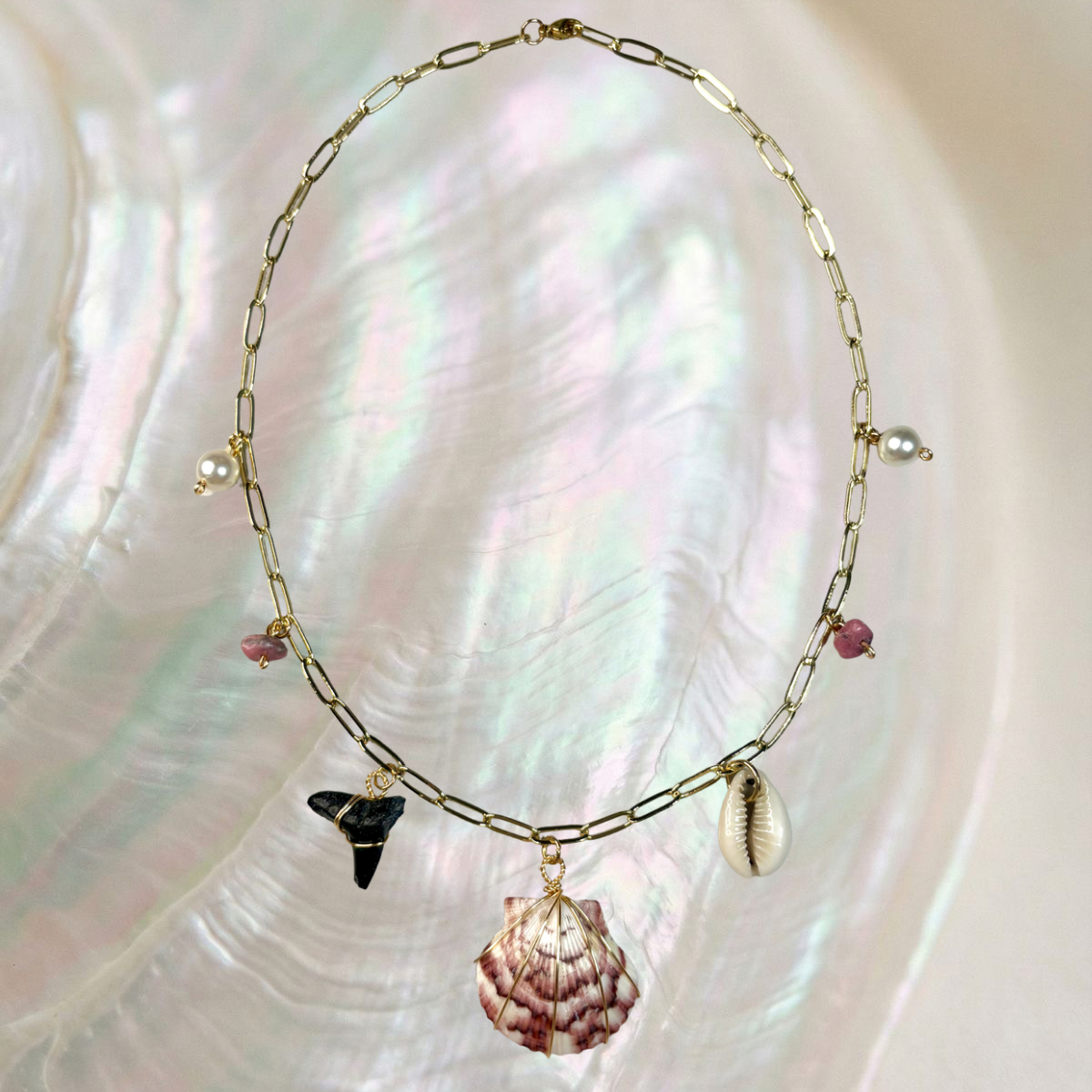 scallop charm necklce