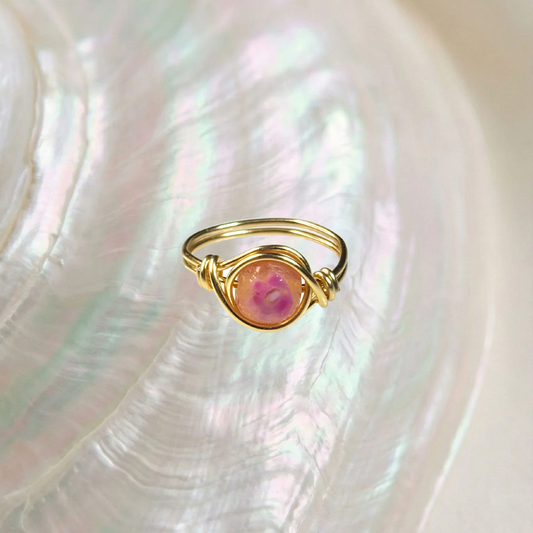 pink flower ring - size 7