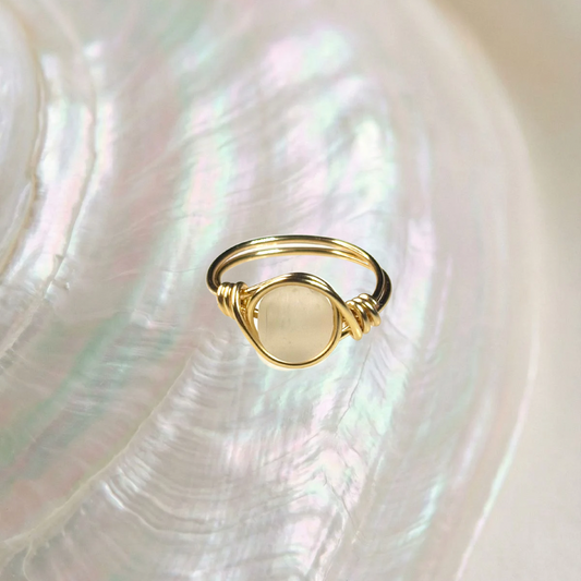 white seaglass ring - size 8.5