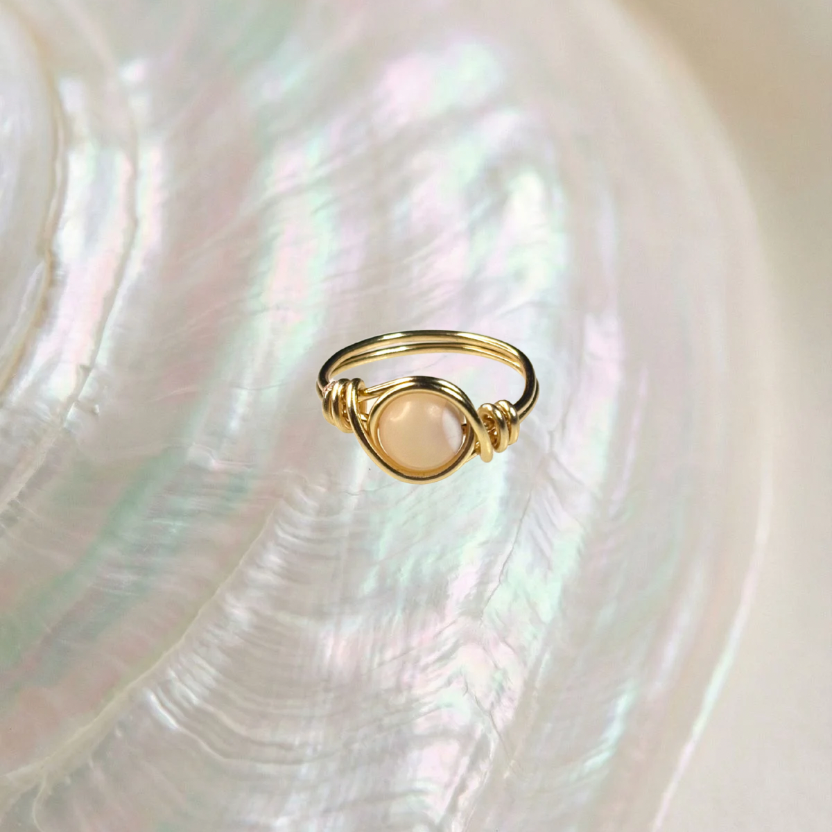 pink moonstone ring - size 6