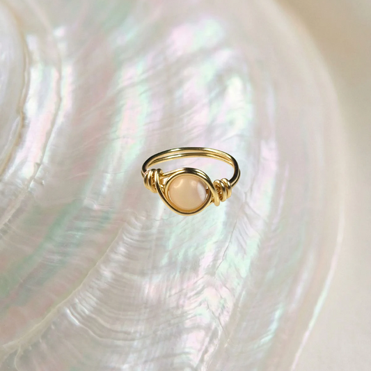 pink moonstone ring - size 6
