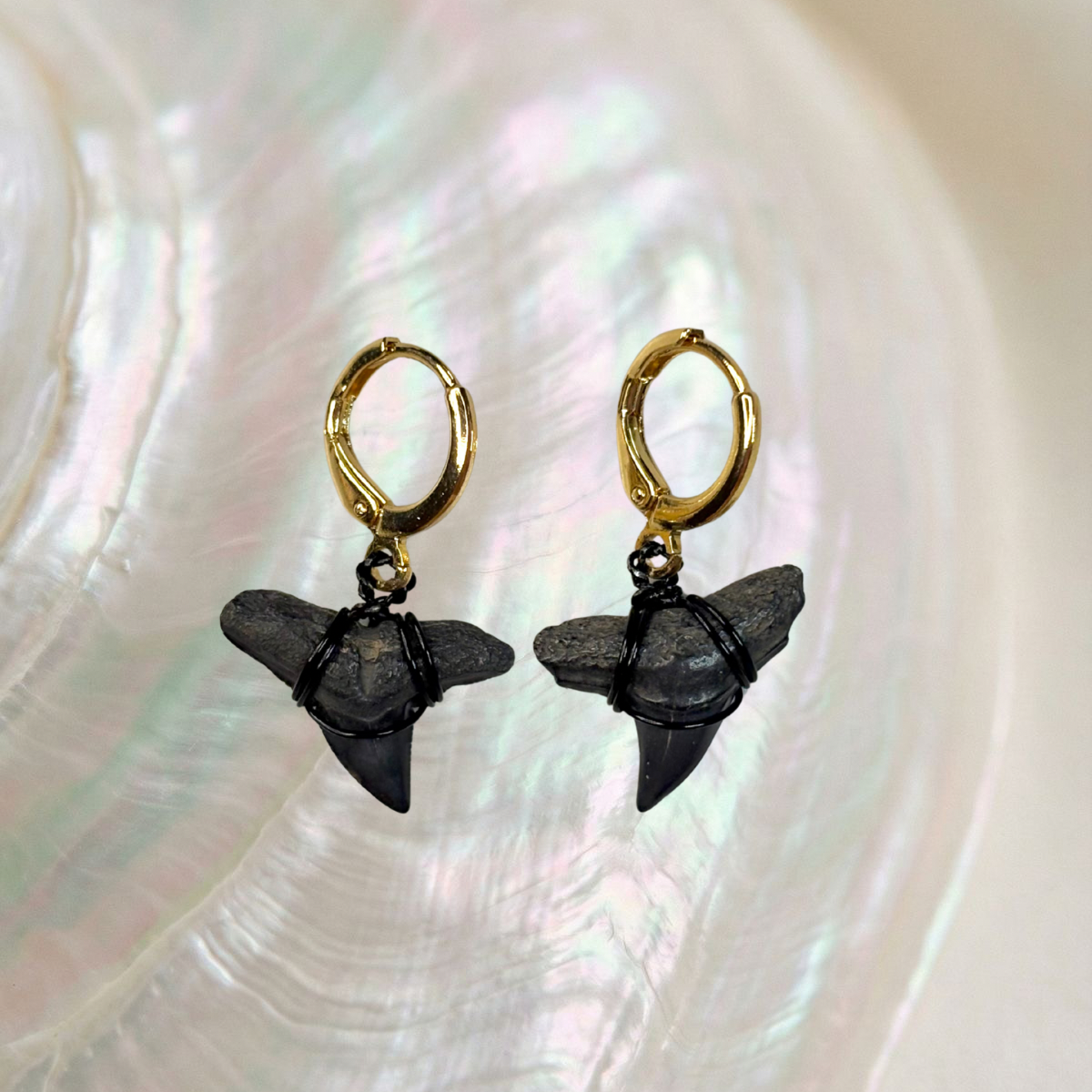 hammerhead shark teeth huggie earrings