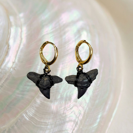 hammerhead shark teeth huggie earrings